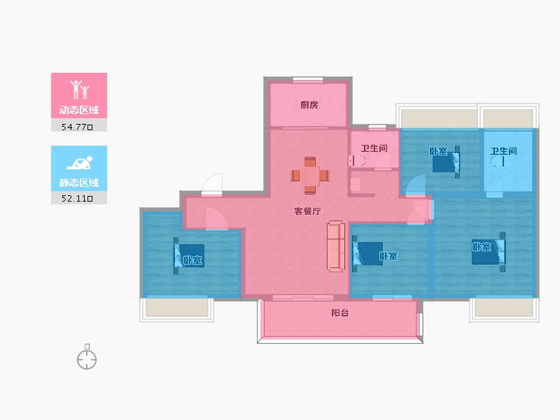 江苏省-苏州市-东原阅境9栋120m²-96.00-户型库-动静分区