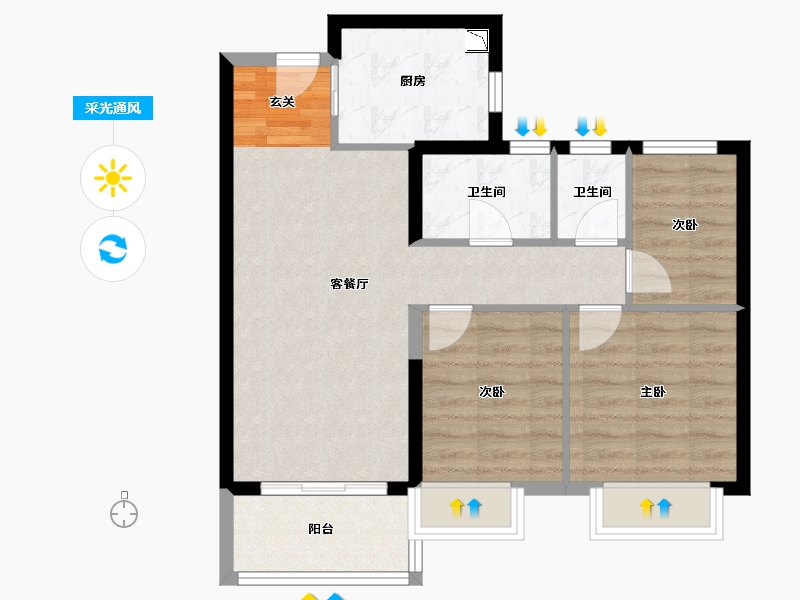 福建省-宁德市-宁德建发天行玺院-67.32-户型库-采光通风