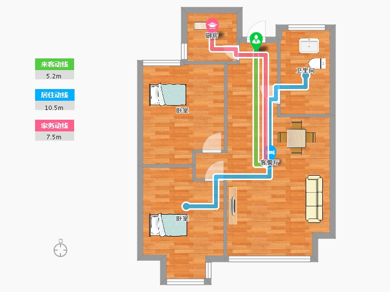 山东省-青岛市-唐岛海岸1，2，3号楼C户型89m²-71.07-户型库-动静线