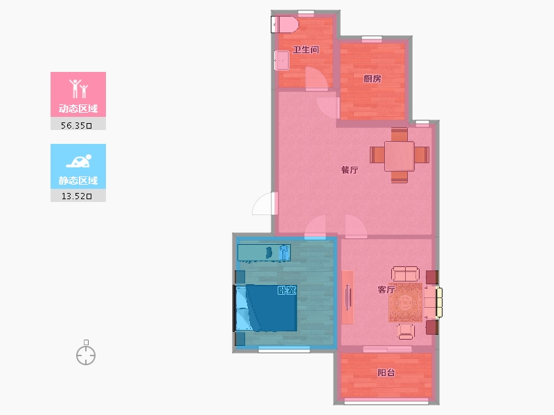 山东省-青岛市-当代华府2，3，4号楼77m²-62.30-户型库-动静分区