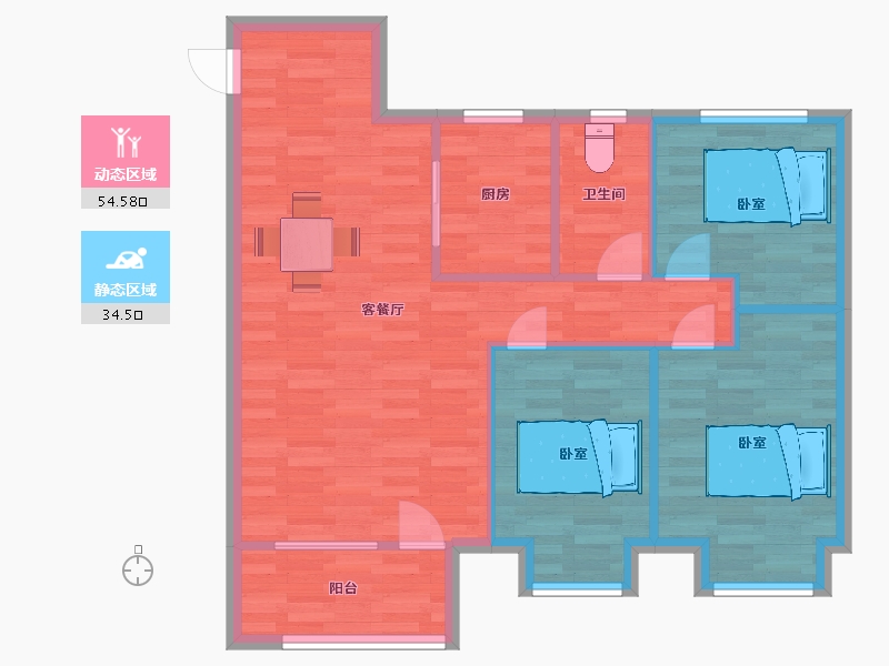 山东省-青岛市-翰林华府5号楼101m²-81.01-户型库-动静分区