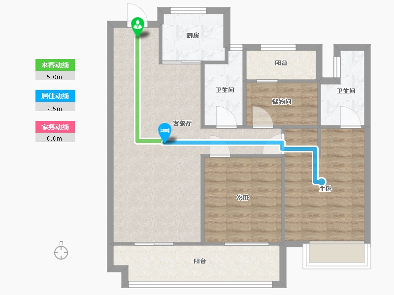 江苏省-苏州市-禹洲招商拾鲤31幢,32幢100㎡-80.00-户型库-动静线