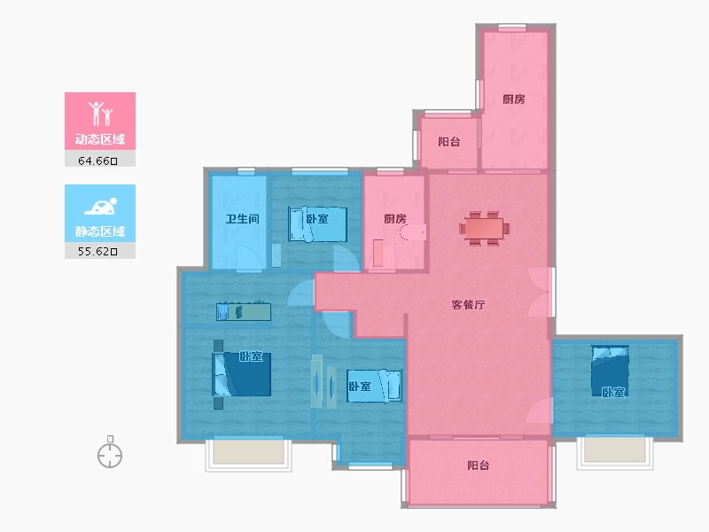 江苏省-苏州市-恒大珺睿庭36幢137m²-109.99-户型库-动静分区