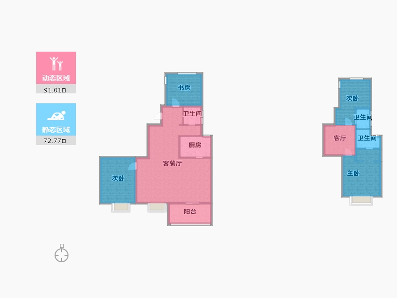 江苏省-苏州市-东原千浔高层2栋125㎡-147.84-户型库-动静分区