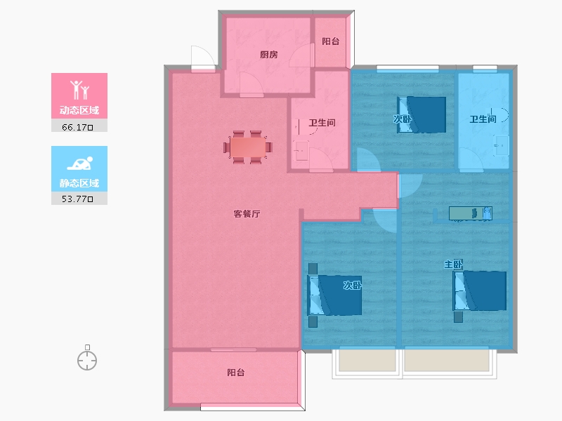 江苏省-苏州市-恒大悦珑湾24栋B’户138m²-111.86-户型库-动静分区