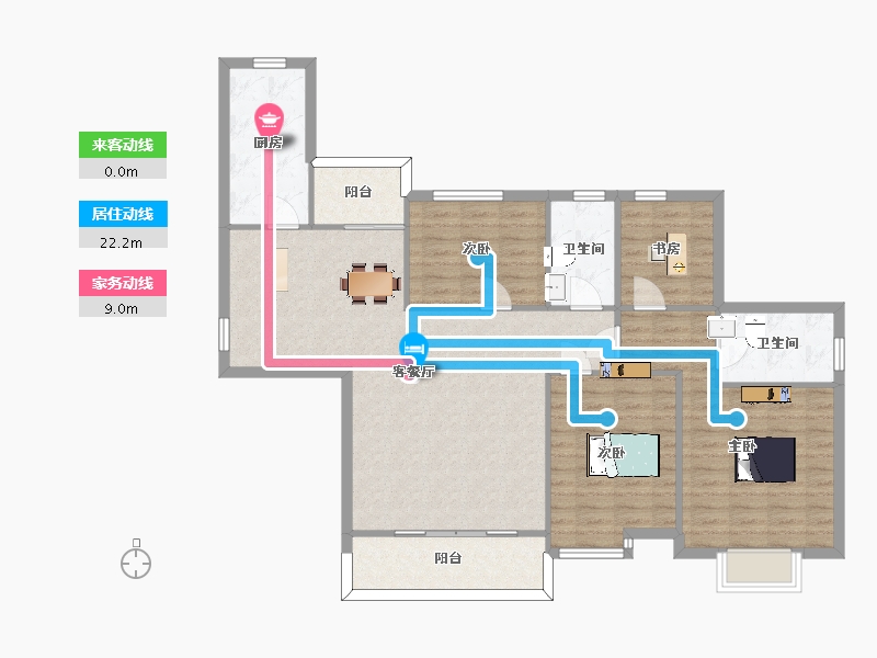 江苏省-苏州市-恒大悦珑湾16栋A户型145m²-115.85-户型库-动静线