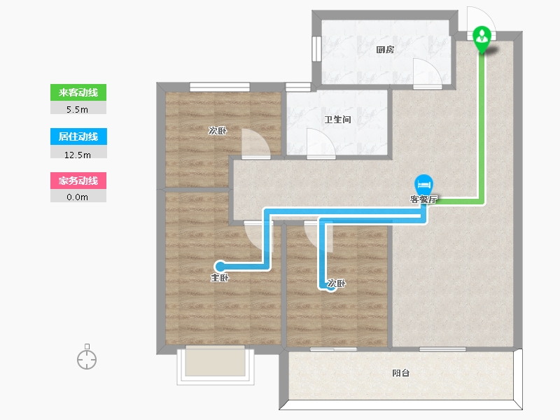 江苏省-苏州市-恒大悦珑湾21栋C户100m²-79.78-户型库-动静线