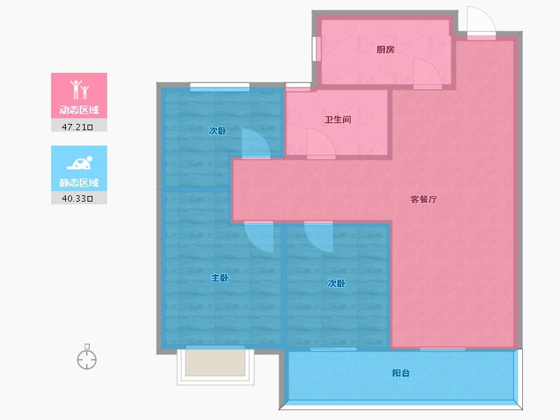 江苏省-苏州市-恒大悦珑湾21栋C户100m²-79.78-户型库-动静分区