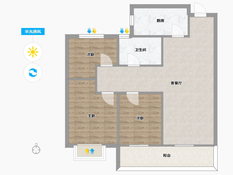 江苏省-苏州市-恒大悦珑湾21栋C户100m²-79.78-户型库-采光通风