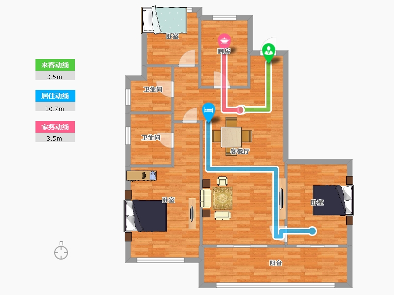 江苏省-苏州市-MOC芯城汇B户型124m²-99.02-户型库-动静线