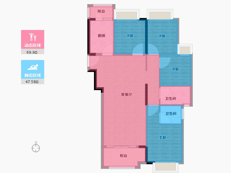 福建省-泉州市-碧桂园万顺城央壹品-106.39-户型库-动静分区