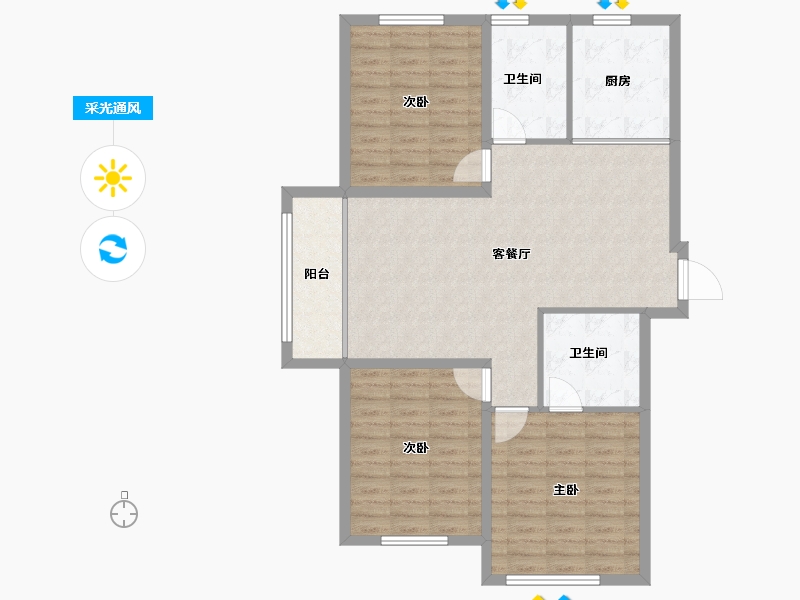 黑龙江省-哈尔滨市-龙湾园著-99.30-户型库-采光通风