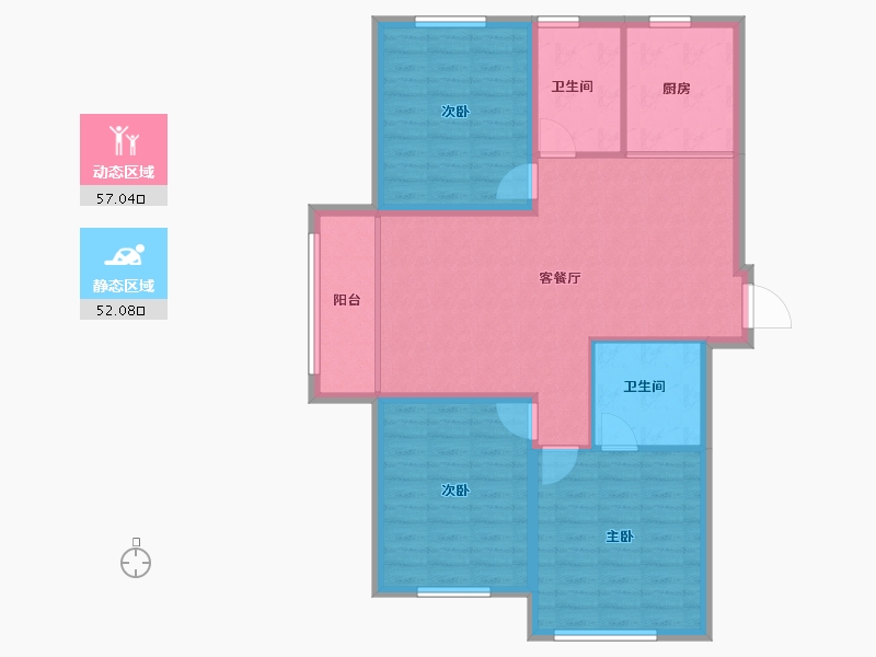 黑龙江省-哈尔滨市-龙湾园著-99.30-户型库-动静分区