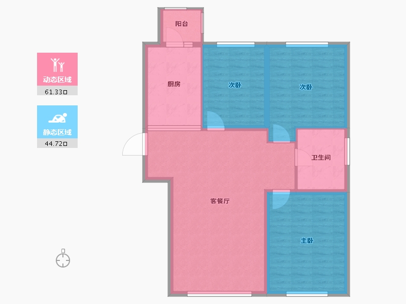 黑龙江省-哈尔滨市-龙湾园著-96.63-户型库-动静分区