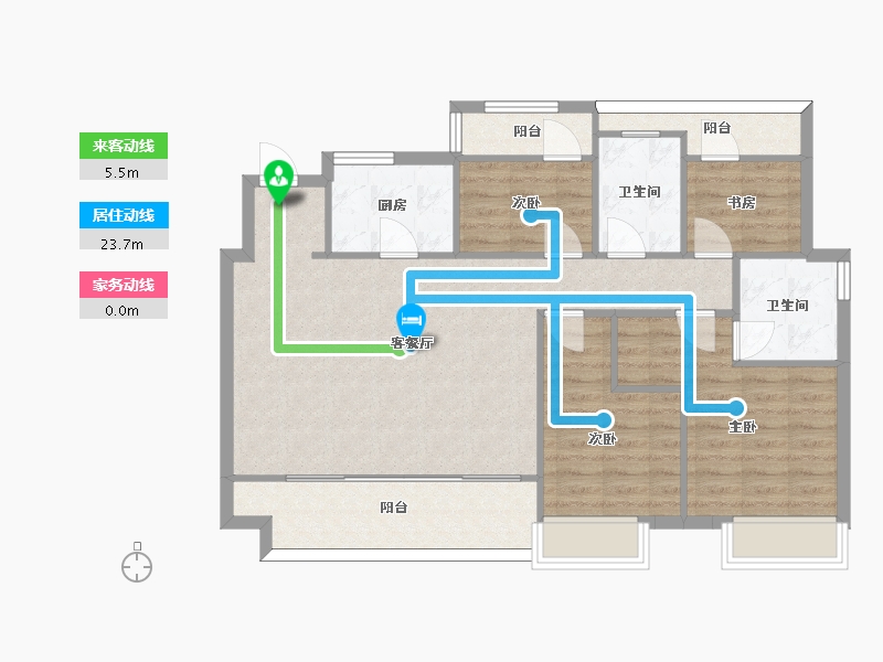 江苏省-苏州市-建发阳光城璞悦1幢,4幢A户型119m²-95.00-户型库-动静线