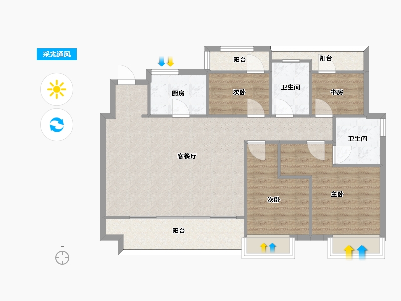 江苏省-苏州市-建发阳光城璞悦1幢,4幢A户型119m²-95.00-户型库-采光通风