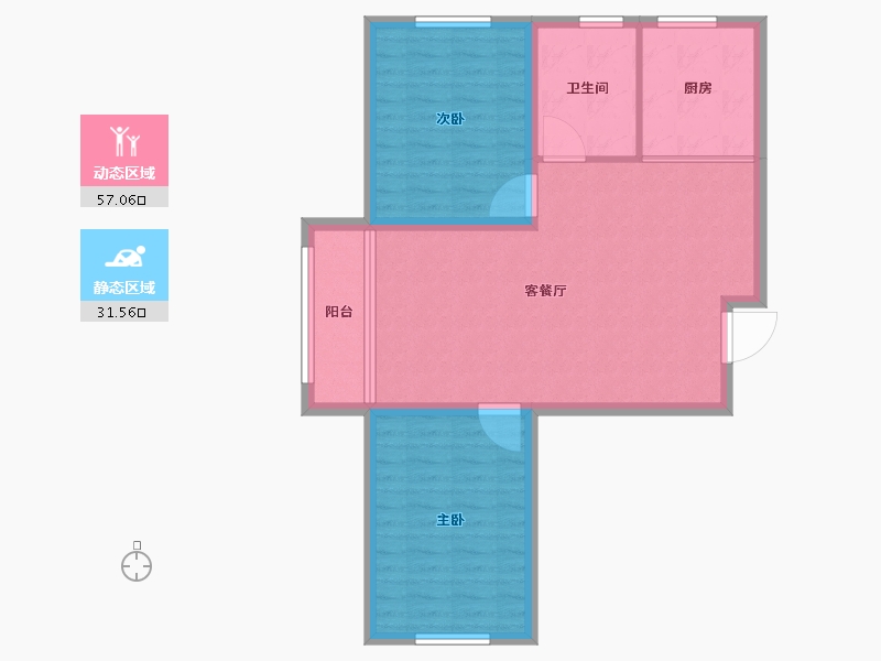 黑龙江省-哈尔滨市-龙湾园著-80.88-户型库-动静分区