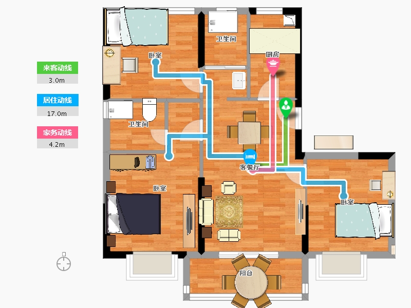 江苏省-苏州市-国风云樾花园15,36栋95㎡-76.00-户型库-动静线