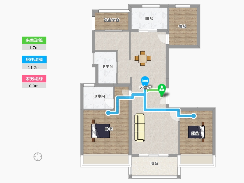 江苏省-苏州市-天房美瑜兰庭悦舍户型21,27栋116m²-96.87-户型库-动静线