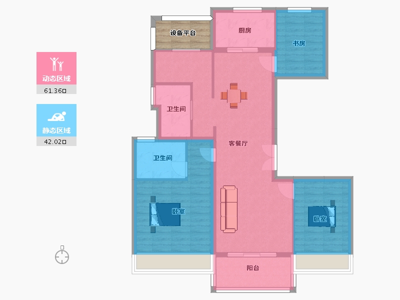 江苏省-苏州市-天房美瑜兰庭悦舍户型21,27栋116m²-96.87-户型库-动静分区