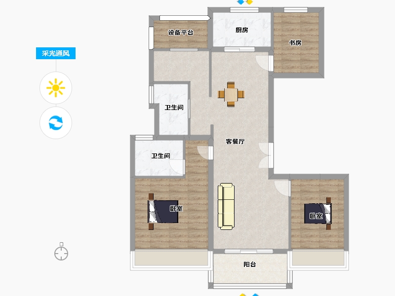 江苏省-苏州市-天房美瑜兰庭悦舍户型21,27栋116m²-96.87-户型库-采光通风