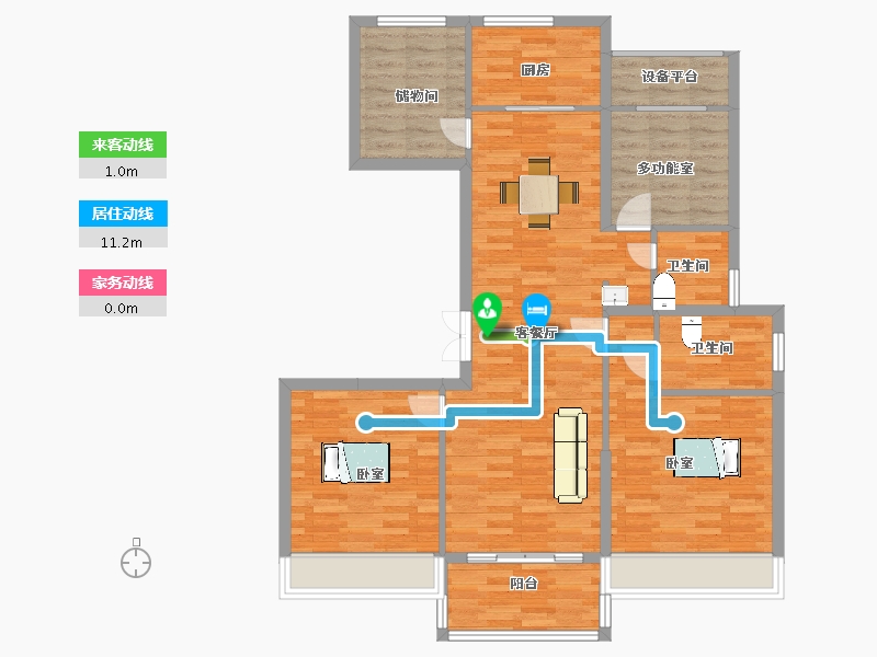 江苏省-苏州市-天房美瑜兰庭瑜舍25栋128m²-105.24-户型库-动静线