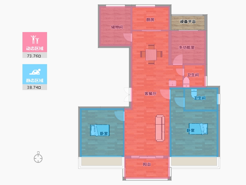 江苏省-苏州市-天房美瑜兰庭瑜舍25栋128m²-105.24-户型库-动静分区