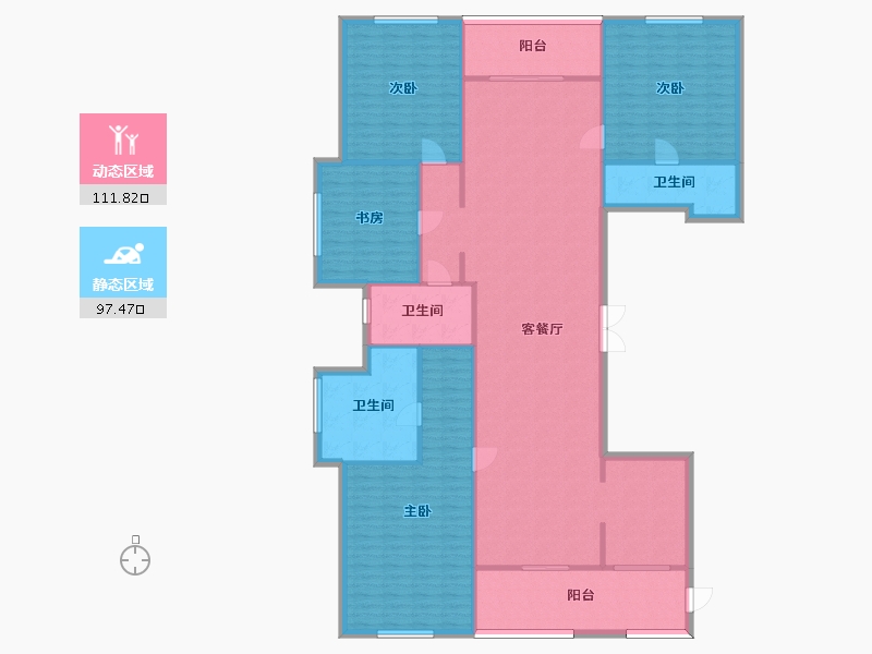 江苏省-苏州市-苏州湾景苑苏州湾壹号-高层20D户型242m²-194.68-户型库-动静分区