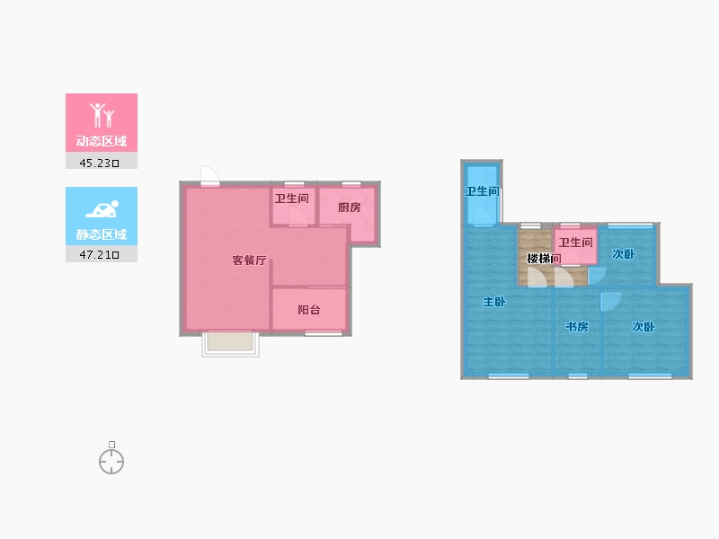 江苏省-苏州市-上湖名著曦著G户型109m²-87.00-户型库-动静分区