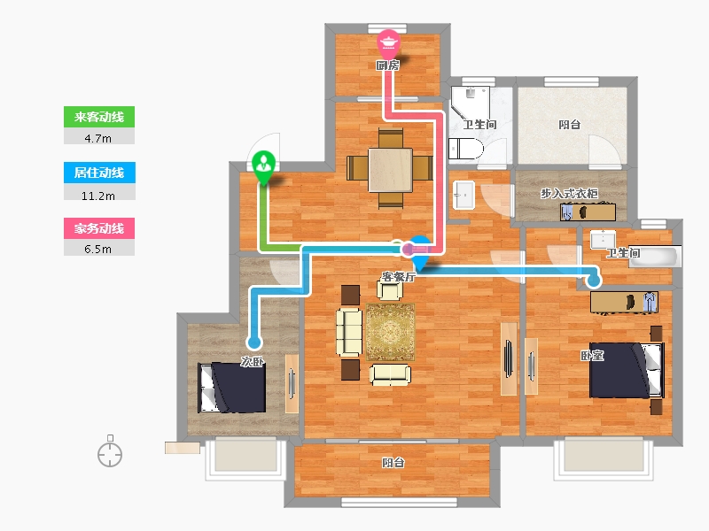 江苏省-苏州市-新城十里锦绣19,14,17,21幢E115m²-91.99-户型库-动静线