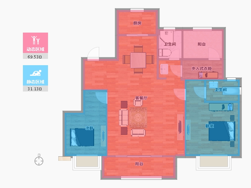 江苏省-苏州市-新城十里锦绣19,14,17,21幢E115m²-91.99-户型库-动静分区