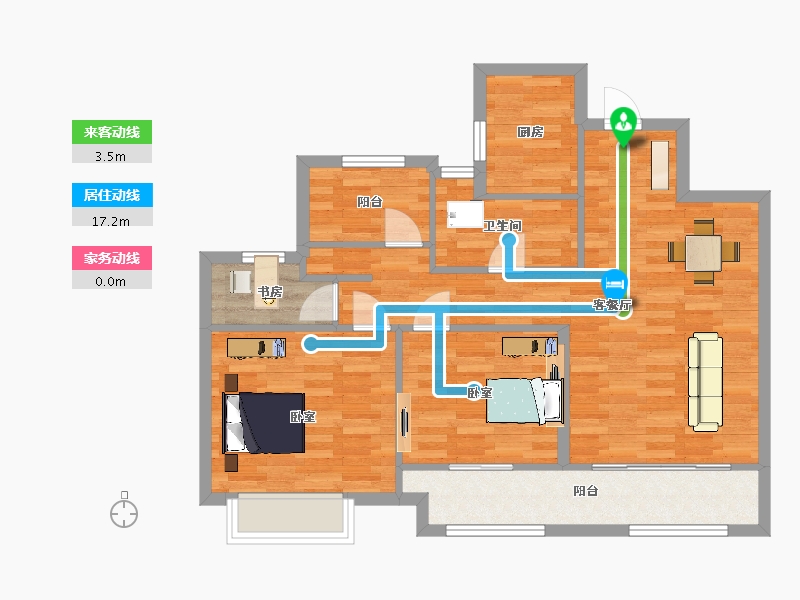 江苏省-苏州市-新城十里锦绣12幢D104m²-83.00-户型库-动静线