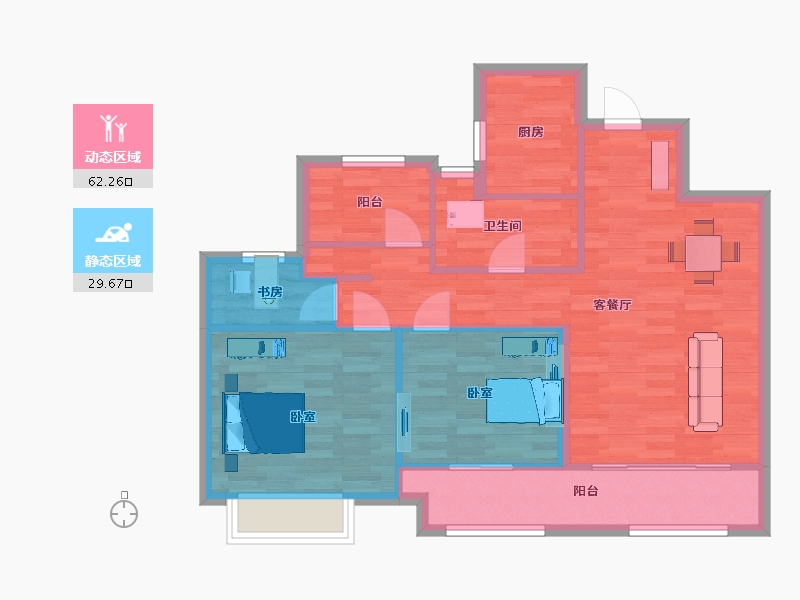 江苏省-苏州市-新城十里锦绣12幢D104m²-83.00-户型库-动静分区