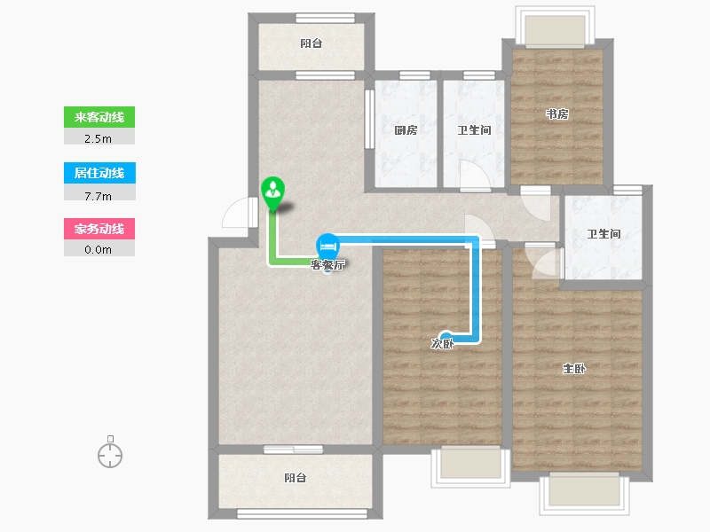 江苏省-苏州市-南湖景苑9幢123㎡户型-99.67-户型库-动静线