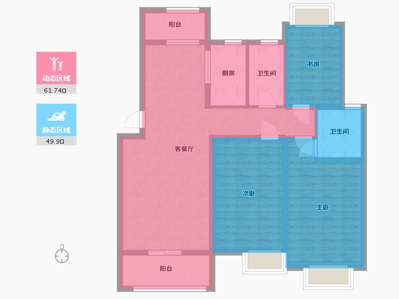 江苏省-苏州市-南湖景苑9幢123㎡户型-99.67-户型库-动静分区