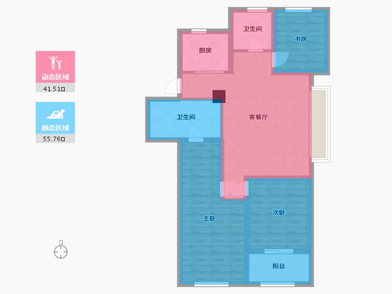 江苏省-苏州市-翡翠公园B户型107m²-86.16-户型库-动静分区