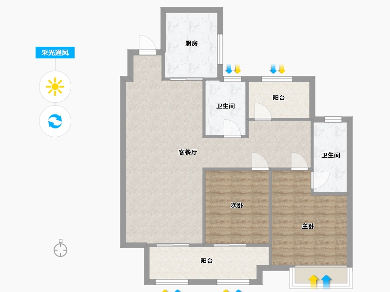 江苏省-苏州市-新城伟业悦隽平澜34,38栋A户型115m-91.65-户型库-采光通风