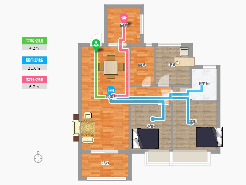 江苏省-苏州市-棠颂4,7,10,1栋98㎡-77.99-户型库-动静线