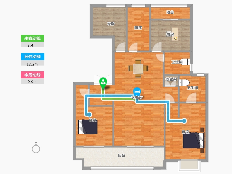 江苏省-苏州市-豪门府邸洋房320,2,4栋146㎡-117.00-户型库-动静线