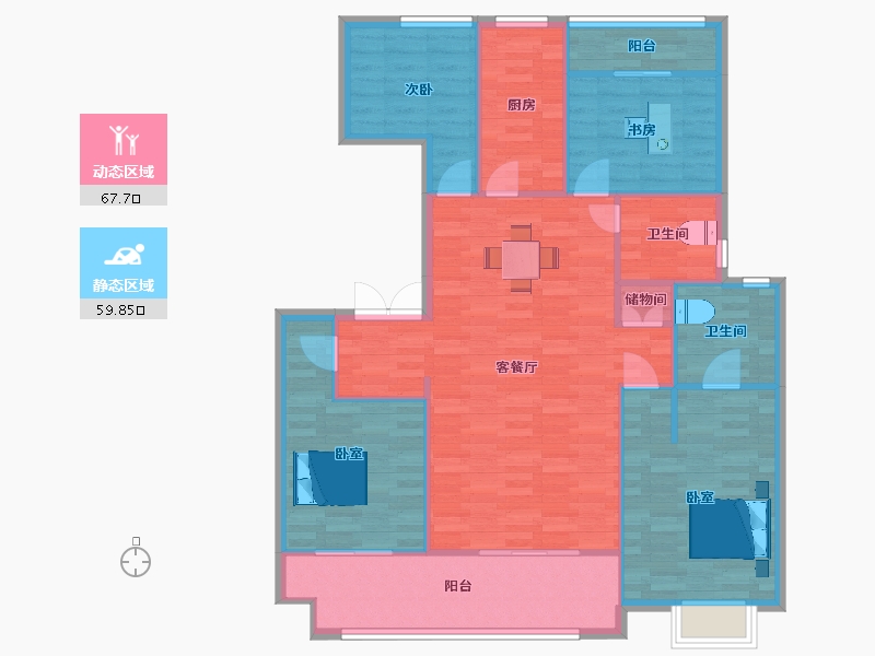 江苏省-苏州市-豪门府邸洋房320,2,4栋146㎡-117.00-户型库-动静分区