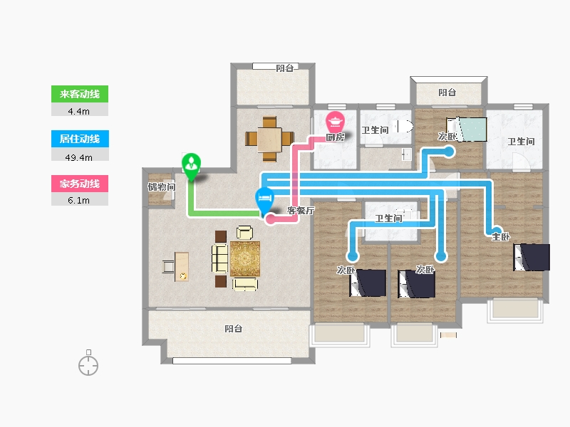 江苏省-苏州市-豪门府邸高层1,3,5栋188㎡-149.99-户型库-动静线