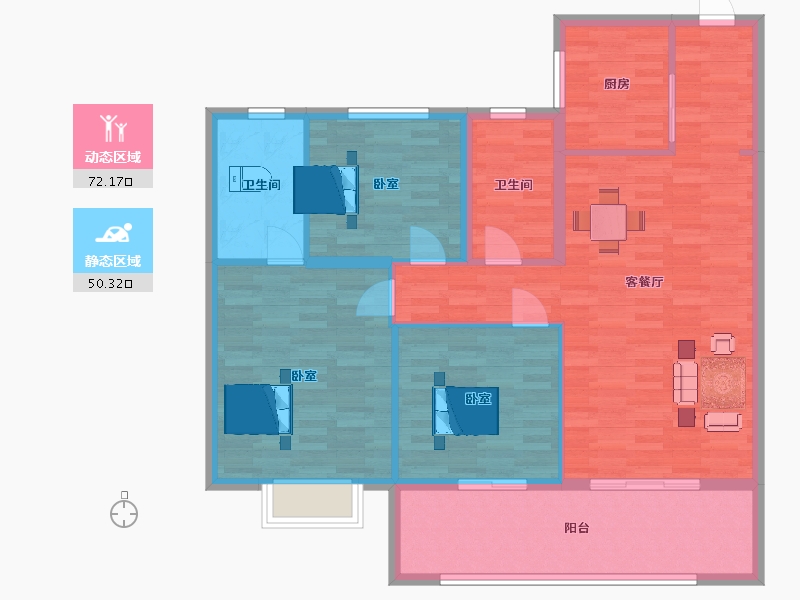 江苏省-苏州市-新希望锦麟云境9栋140㎡户型-111.67-户型库-动静分区