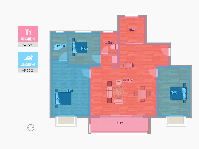 江苏省-苏州市-光樾华庭6,7,10,11栋125㎡户型-99.99-户型库-动静分区