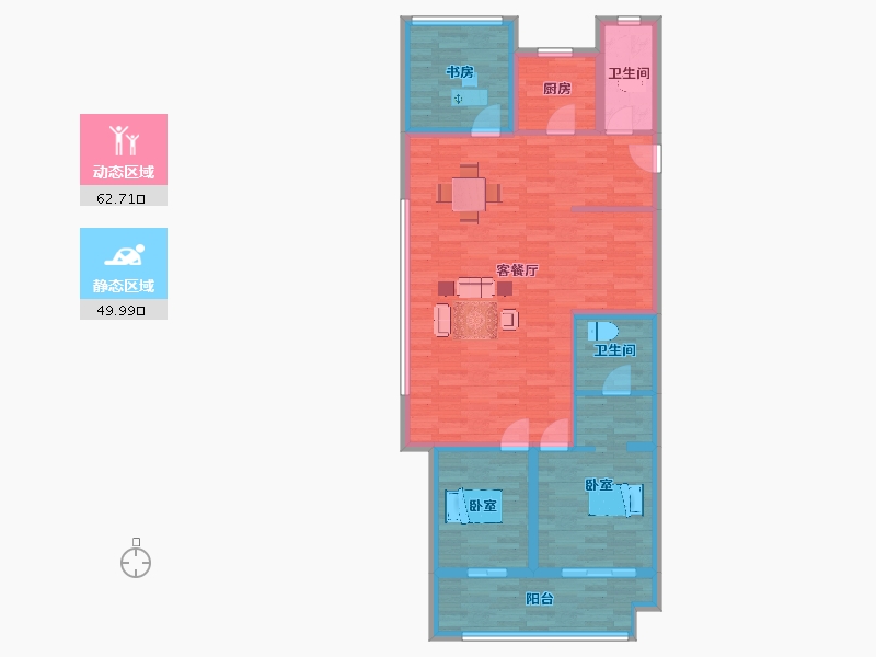 江苏省-苏州市-中旅运河名著高层10,12栋128㎡-101.66-户型库-动静分区