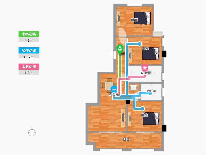 江苏省-苏州市-金辉正荣花漫四季B1户型89m²-70.63-户型库-动静线