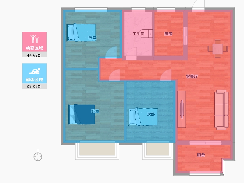 江苏省-苏州市-中交九雅花园9,3栋C户型89m²-71.00-户型库-动静分区