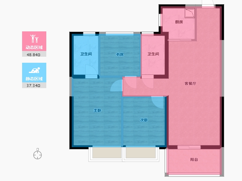 云南省-昆明市-蓝光德商天域-76.85-户型库-动静分区