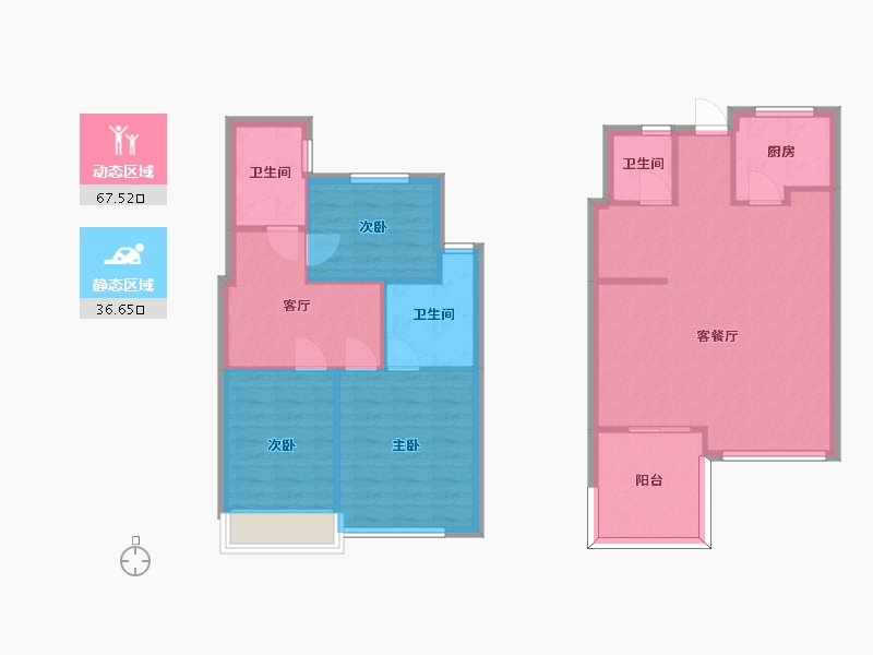 江苏省-苏州市-国瑞熙墅39,40栋118m²-93.85-户型库-动静分区