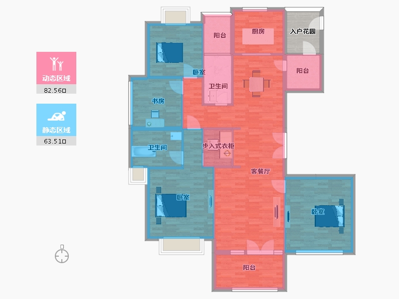 江苏省-苏州市-颐和湾花园B-1户型172m²-137.99-户型库-动静分区