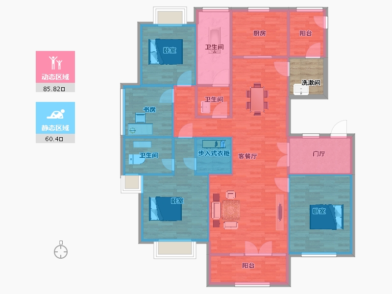 江苏省-苏州市-颐和湾花园一期2、7幢173m²-137.99-户型库-动静分区